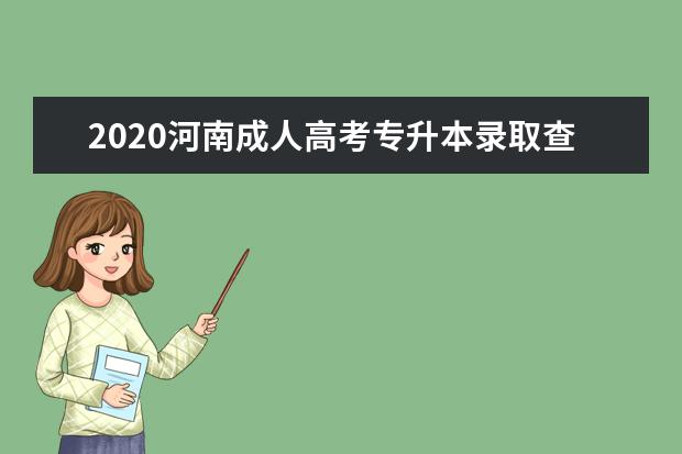 2020河南成人高考专升本录取查询网址