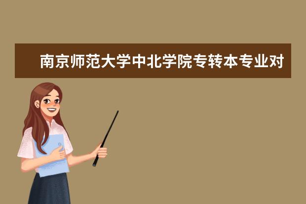 南京师范大学中北学院专转本专业对照2021