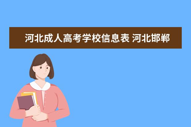 河北成人高考学校信息表 河北邯郸成人高考报名有哪些院校推荐?费用是要多少?...