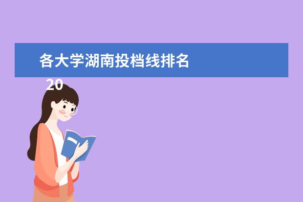 各大学湖南投档线排名 
  2022年双一流大学在湖南物理类的投档分数线是多少