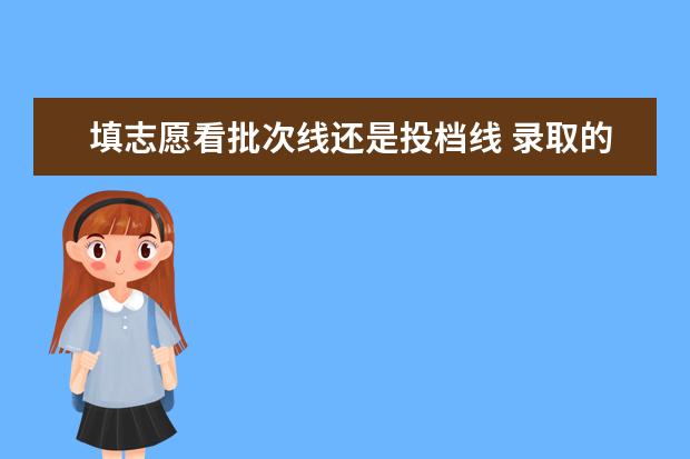 填志愿看批次线还是投档线 录取的最低投档线是学校最低投档线还是学校专业的最...